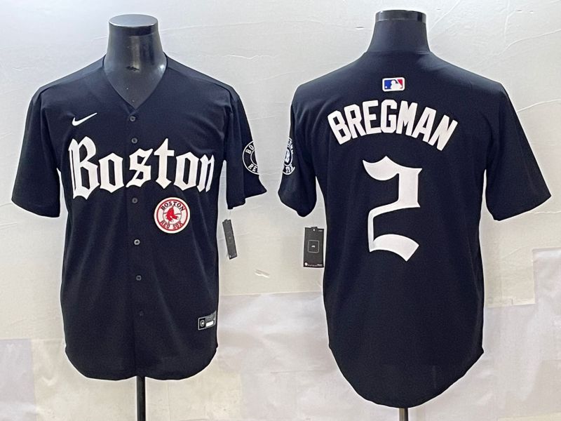 Men 2025 Boston Red Sox #2 Bregman Black Five generations Joint Name Nike MLB Jersey style 22